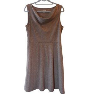 Lands' End Beige Cowl Neck Sleeveless Fit & Flare Knit Dress - Size M (10-12)